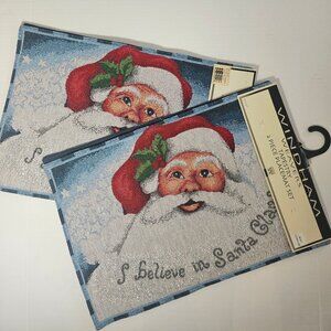 4 New I Believe In Santa Claus Windham Weavers Tapestry Christmas Placemats